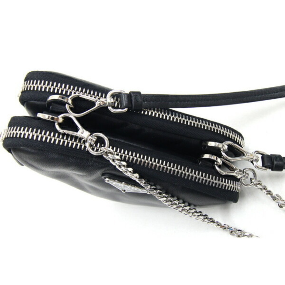 Prada Bag Triangular Triangle Chain Leather Black… - image 5
